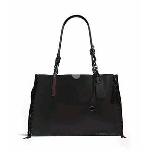 New COACH 37391 Dreamer Tote 36 Colorblock Black Whipstitch Rivets Extra Large